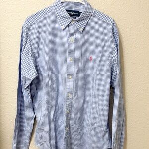 Ralph Lauren Light Blue Gingham Men's Button Down Shirt Size Large